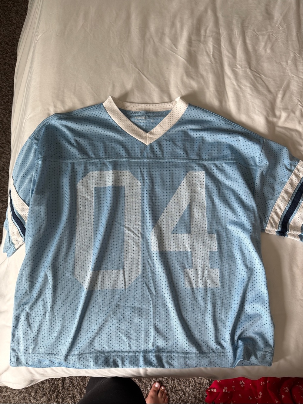 Hollister Light Blue & White Mesh Jersey Top